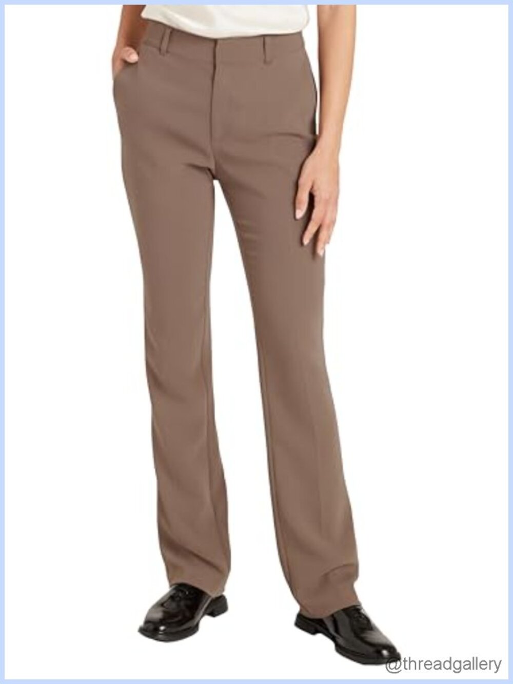 Drapey Crepe Straight Leg Trouser Work Pants Full Length
